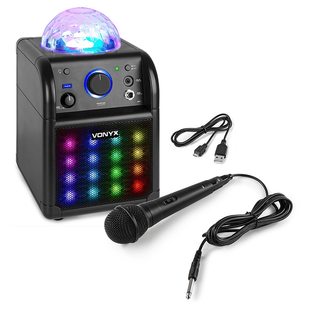 Coluna Karaoke Bluetooth 50W c/ Efeitos de LED´s (Preto) - FENTON SBS50B-PLUS 1