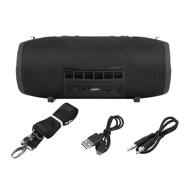 Coluna Bluetooth Portátil 2x 6W c/ Rádio FM + AUX + Acessórios (Preto) - BLOW 2