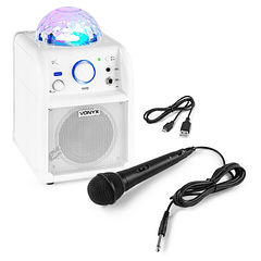 Coluna Portátil 50W Bluetooth c/ Microfone c/ Efeitos de LED RGB (Branco) SBS50W - VONYX