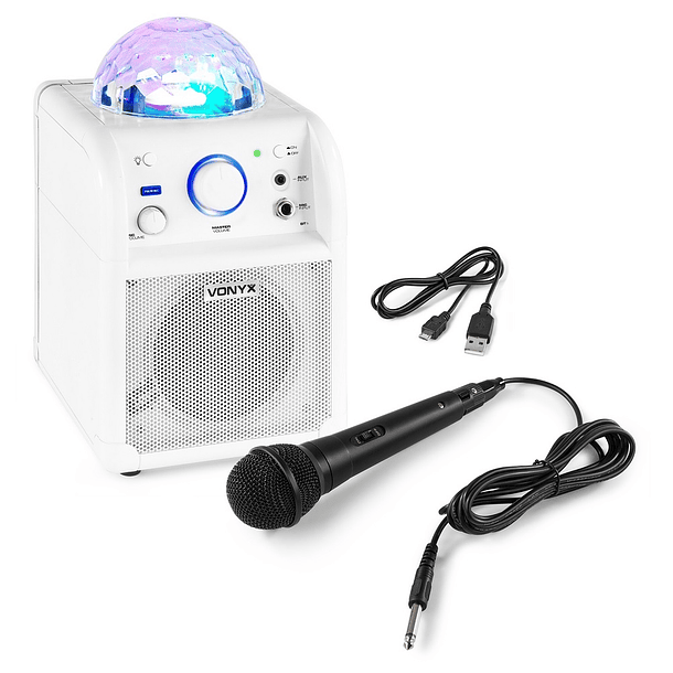 Coluna Portátil 50W Bluetooth c/ Microfone c/ Efeitos de LED RGB (Branco) SBS50W - VONYX 1