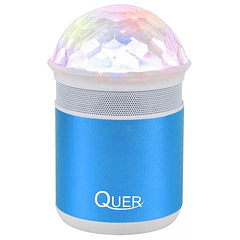 Coluna Mini Portátil LEDs Efeitos RGB c/ Leitor FM, USB, MiniSD, MP3, Bluetooth (Azul) - QUER