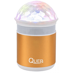 Coluna Mini Portátil LEDs Efeitos RGB c/ Leitor FM, USB, MiniSD, MP3, Bluetooth (Dourado) - QUER