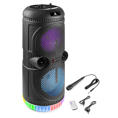 Coluna Karaoke Bluetooth/USB/microSD 100W c/ Efeitos de LED´s (Preto) - FENTON SPS75