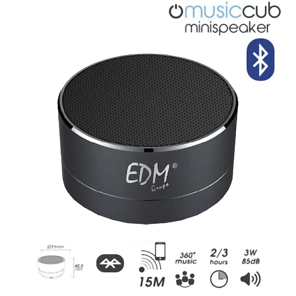 Coluna Mini Bluetooth Portátil 3W 85dB (Preto) c/ Iluminação 