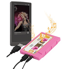 Cassete Mini Hi-Fi USB Rosa - basicXL