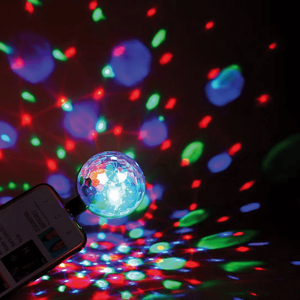Mini Bola LED 4W c/ Efeitos LED Disco p/ Smartphone (MicroUSB) - OMEGA 2