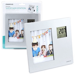 Relógio LCD Alarme c/ Estação Meteorológica + Moldura - OMEGA