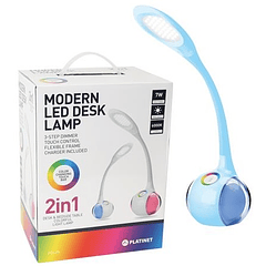 Candeeiro LED de Mesa 7W c/ Função de Lampada Nocturna Touch RGB (Azul) - PLATINET