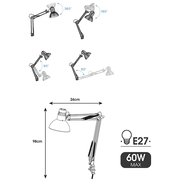 Candeeiro Flexível de Secretária t/ Arquitecto (Branco) - GSC 2
