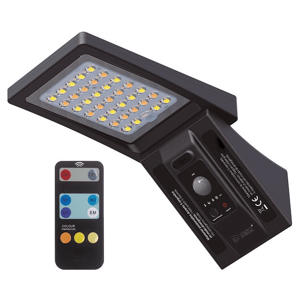 Candeeiro Exterior Solar LED 3W 3000~6000K c/ Sensor Movimento + Crepuscular - GSC 1