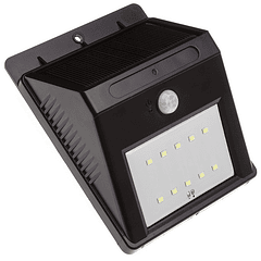 Candeeiro Exterior Solar Mural 20 LED´s Branco F. 6000K c/ Sensor Movimento PIR (Preto)