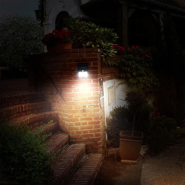 Candeeiro Exterior Solar Mural 20 LED´s Branco F. 6000K c/ Sensor Movimento PIR (Preto) 2