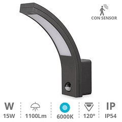 Candeeiro Interior/Exterior LED 15W 6000K 1100Lm c/ Sensor Movimento PIR (IP54) - GSC