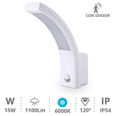 Candeeiro Interior/Exterior LED 15W 6000K 1200Lm c/ Sensor Movimento PIR (IP54) - GSC