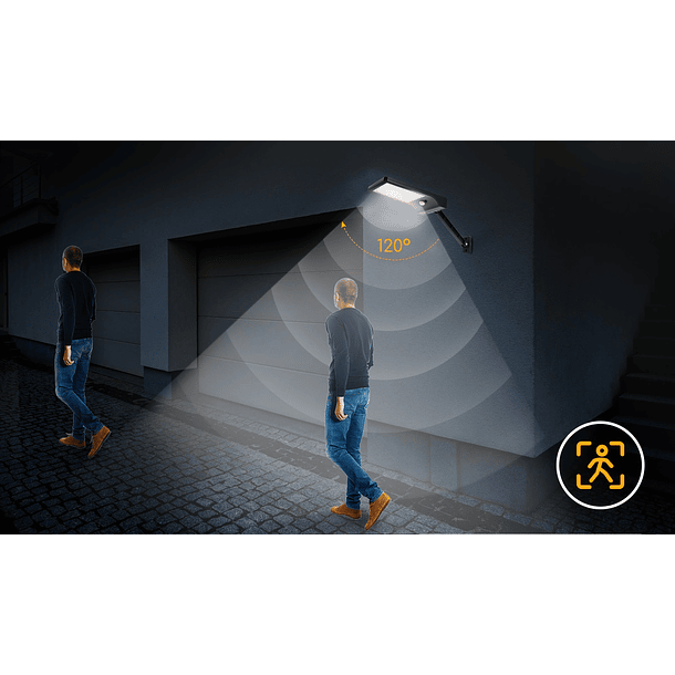 Candeeiro Exterior Solar LED 4,44W Branco F. 6000K 400Lm Bateria (IP65) c/ Sensor Movimento PIR 3