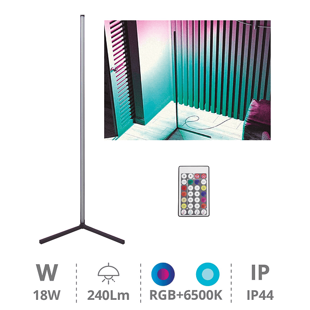 Candeeiro de Pé LED 18W RGB + 6500K c/ Comando e Sensor de Som - GSC 1
