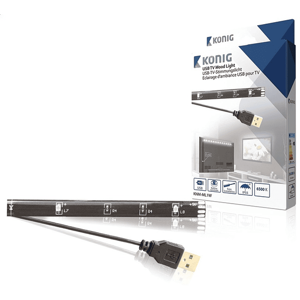 Luz Ambiente Branco Frio (USB) p/ TVs LCDs - Konig 1