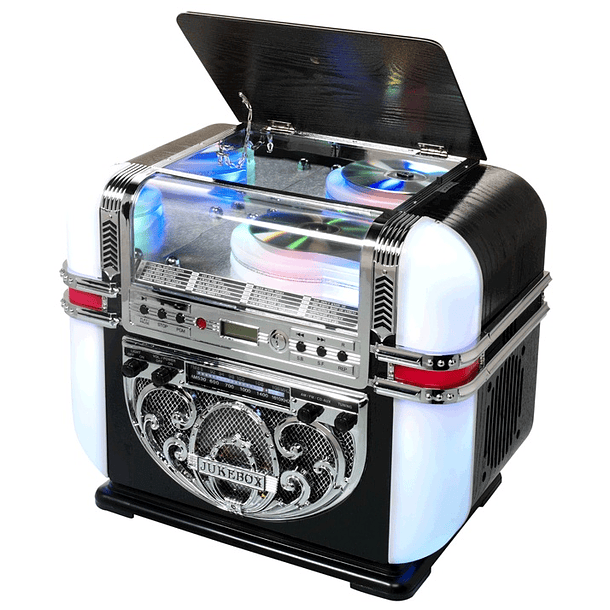 Jukebox 2x 2W AM/FM LEDs RGB c/ Leitor CD/AUX - RICATECH 1