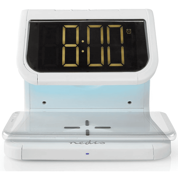 Relógio Despertador c/ Luz Nocturna + Carregamento Indução QI Wireless (Branco) - NEDIS 1