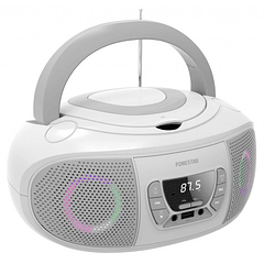 Rádio FM 2x 6.5W c/ MP3/CD/USB/Aux + Efeitos LED (Branco) - FONESTAR