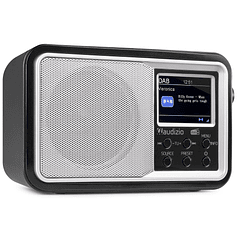 Rádio Relógio Despertador Portátil FM/DAB+ Bluetooth 15W c/ Bateria (Prateado) - AUDIZIO ANZIO