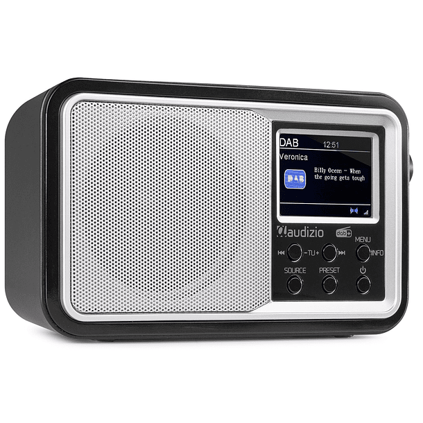 Rádio Relógio Despertador Portátil FM/DAB+ Bluetooth 15W c/ Bateria (Prateado) - AUDIZIO ANZIO 1