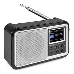 Rádio Relógio Despertador Portátil FM/DAB+ Bluetooth 15W c/ Bateria (Prateado) - AUDIZIO ANZIO