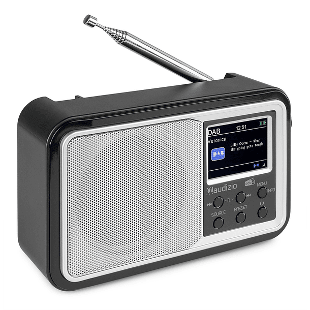 Rádio Relógio Despertador Portátil FM/DAB+ Bluetooth 15W c/ Bateria (Prateado) - AUDIZIO ANZIO 2