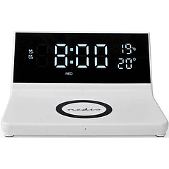 Despertador Digital c/ Carregamento Indução Qi s/ Fios (Branco) - NEDIS