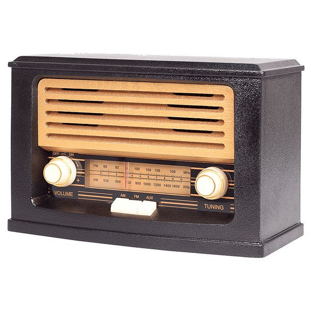 Rádio Retro Madeira AM/FM c/ Colunas (2x 1,5W) - ORAVA 2