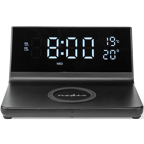 Despertador Digital c/ Carregamento Indução Qi s/ Fios (Preto) - NEDIS 2