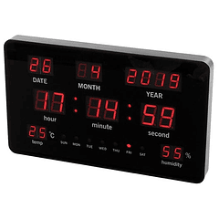 Relógio LED de Parede c/ Temperatura (Preto) - VELLEMAN