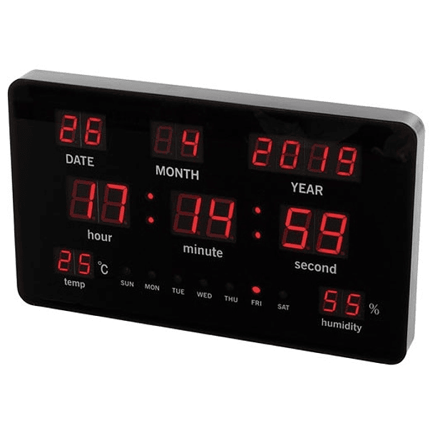 Relógio LED de Parede c/ Temperatura (Preto) - VELLEMAN 1