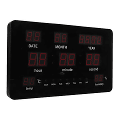 Relógio LED de Parede c/ Temperatura (Preto) - VELLEMAN