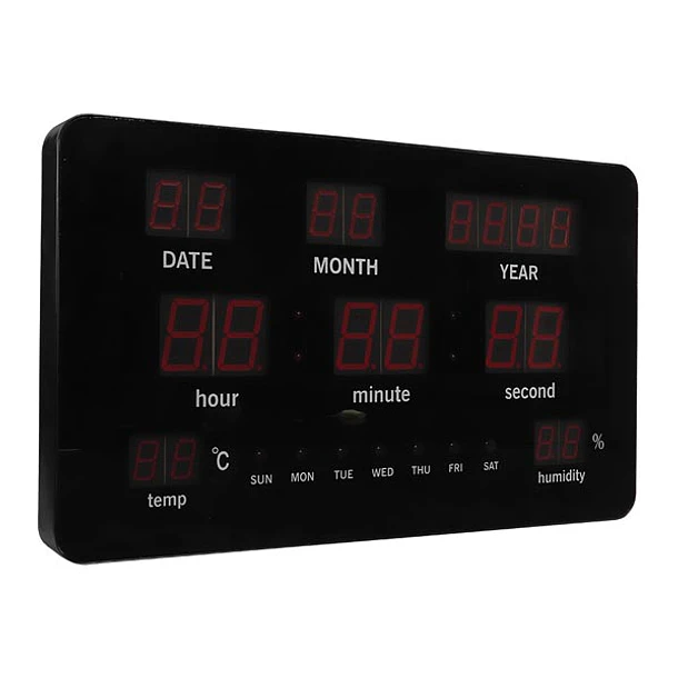 Relógio LED de Parede c/ Temperatura (Preto) - VELLEMAN 2