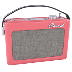 Rádio Relógio Despertador Vintage FM 2x 1W RMS (Rosa) - RICATECH