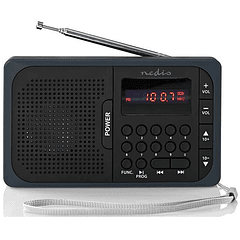 Rádio Portátil FM/PLL Digital 3,6W c/ Leitor USB e microSD - NEDIS