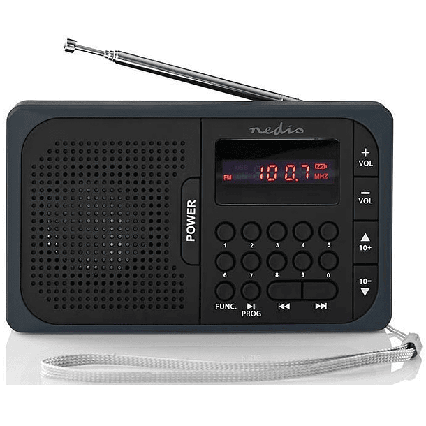 Rádio Portátil FM/PLL Digital 3,6W c/ Leitor USB e microSD - NEDIS 1