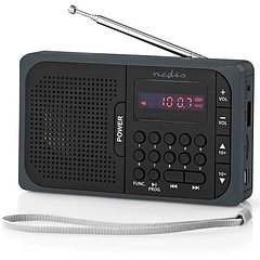 Rádio Portátil FM/PLL Digital 3,6W c/ Leitor USB e microSD - NEDIS