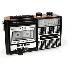 Rádio Portátil RETRO AM/FM 8W C/ Leitor Cassetes USB/SD - RICATECH