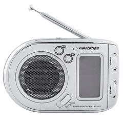 Rádio Portátil AM/FM Digital c/ Alarme Relógio (Cinza) - ESPERANZA