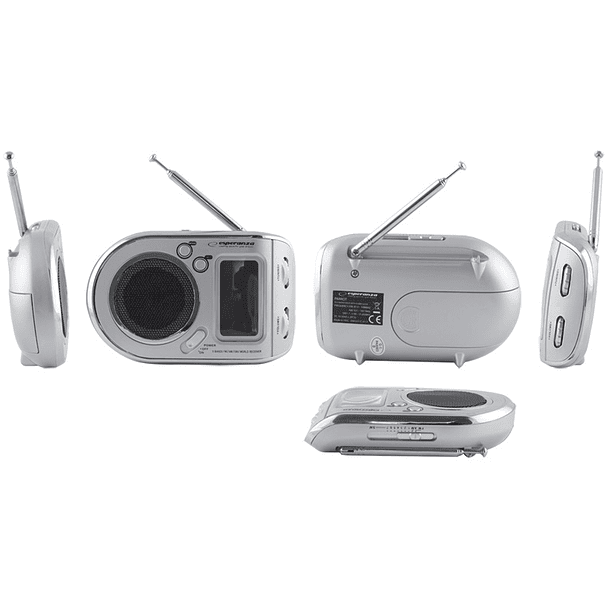 Rádio Portátil AM/FM Digital c/ Alarme Relógio (Cinza) - ESPERANZA 2