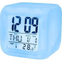Despertador Iluminado c/ Calendário, Temperatura e Alarme