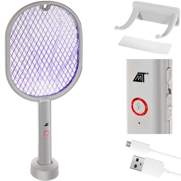Raquete Anti-Insetos Recarregável UV (Branco) - MALATEC 1