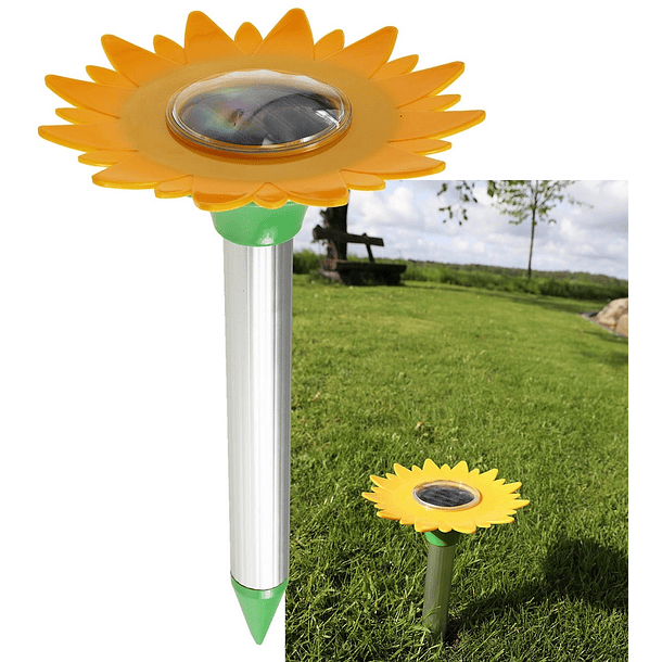 Repelente Ultrasónico Solar p/ Toupeiras/Ratazanas t/ Flor (até 800m²) 1