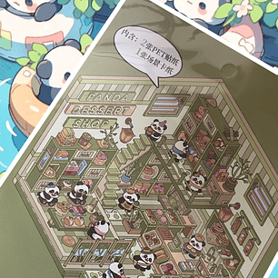Stickers 3D Panda Cafetería