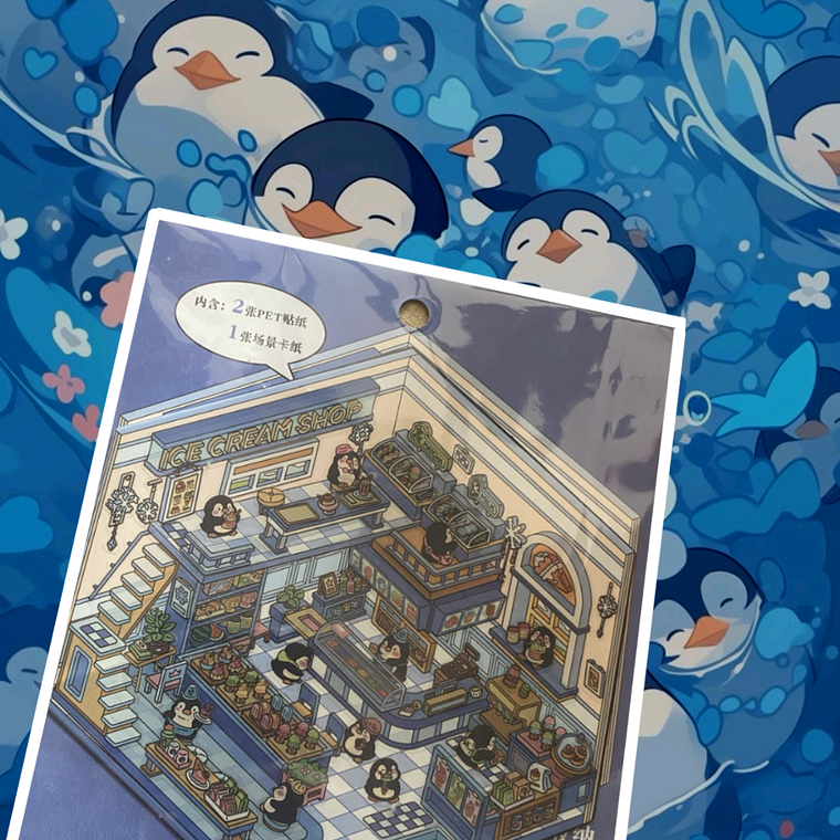 Sticker 3D Pingüino Minimarket  1