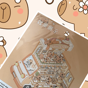 Sticker 3D Capibara Cake Shop