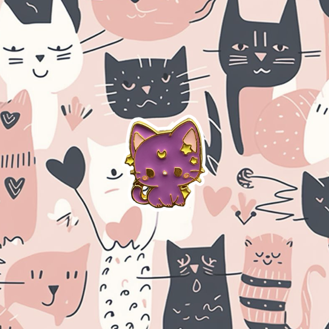 Pin Gato Morado Anime 1