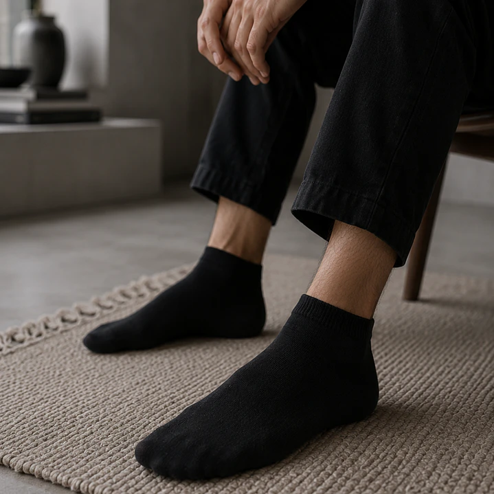 Pack 12 Pares Calcetines Tobilleros Negros Hombre 3